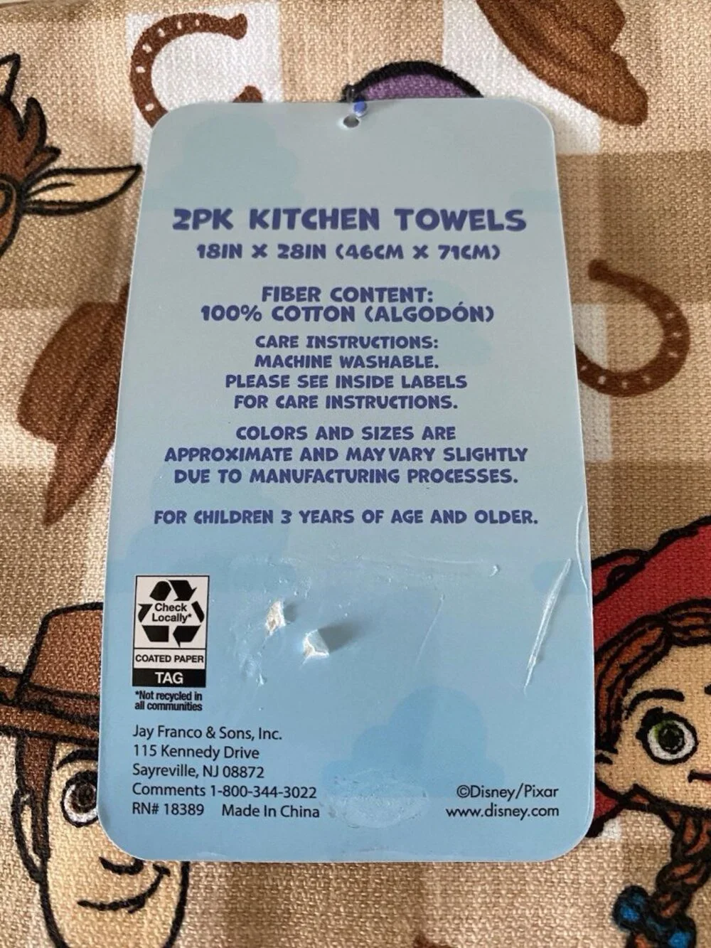 2 Pk PIXAR Toy Story Woody Buzz LightYear Jessie Bullseye Kitchen Towels 18”X28”